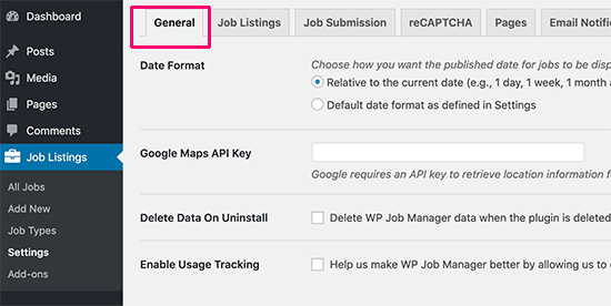 Paramètres généraux pour WP Job Manager - Themelocal Paramètres généraux pour WP Job Manager