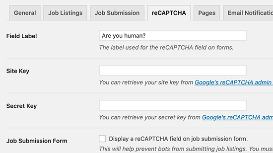 Paramètres reCaptcha - Themelocal Paramètres reCaptcha