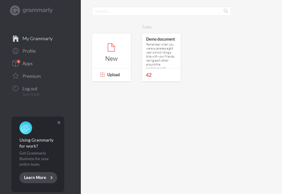 Page de compte Grammarly - Themelocal Page de compte de grammaire