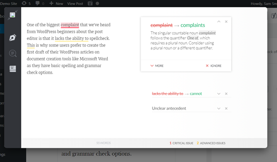 Fenêtre de grammaire dans WordPress Post Editor - Themelocal Fenêtre de grammaire dans WordPress Post Editor