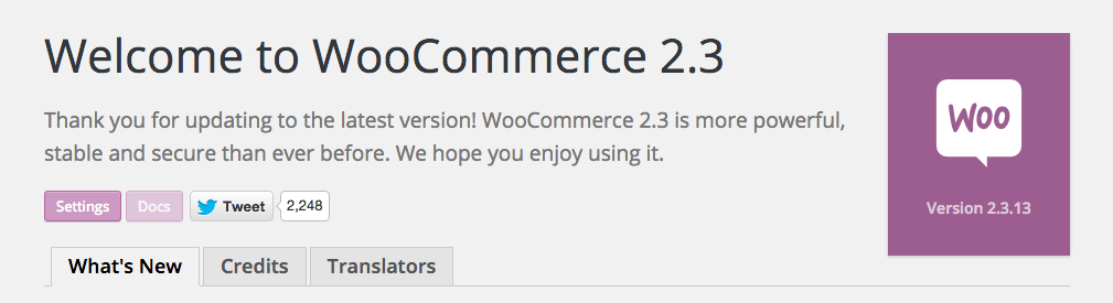 écran d'accueil woocommerce