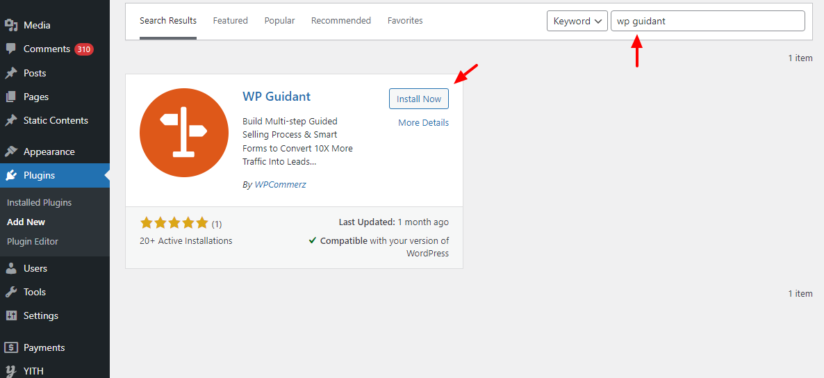installer la version gratuite de wp guidant