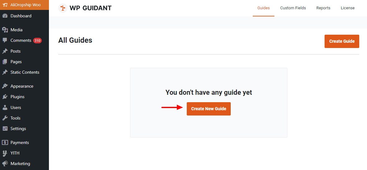 créer un nouveau guide wp guidant