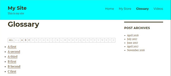Page glossaire - Themelocal Page de glossaire