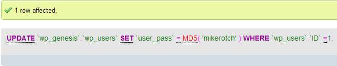 Paramètres modifiés