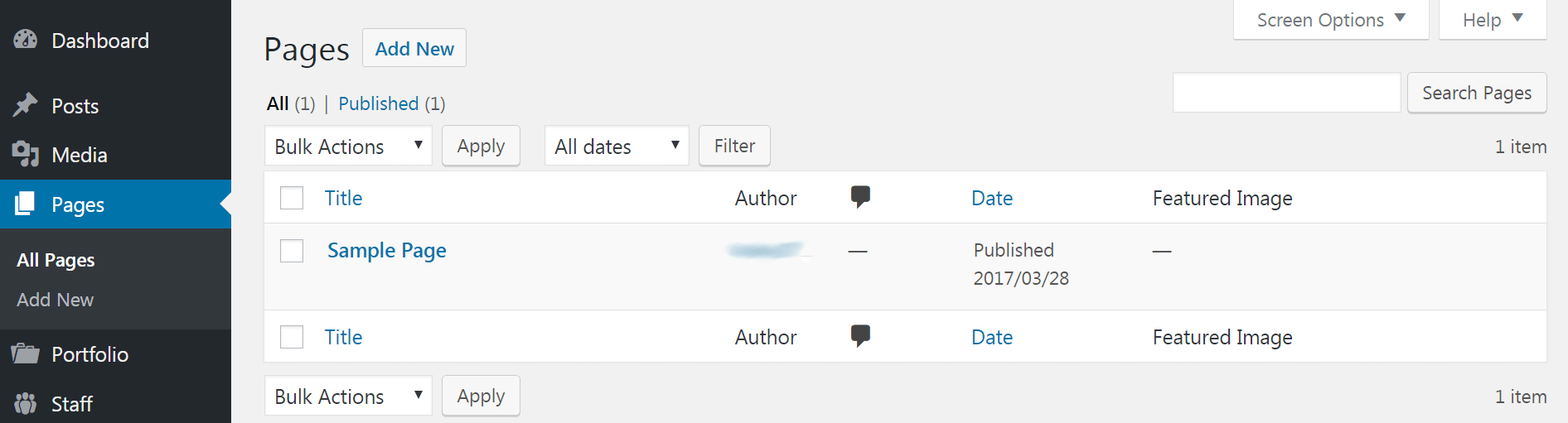La section Pages du back-end.