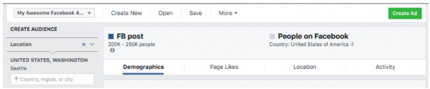 Tableau de bord du gestionnaire de publicités Facebook