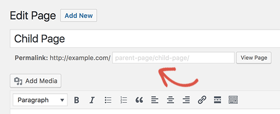 Modifier l'URL de la page enfant - Themelocal Modifier l'URL de la page enfant