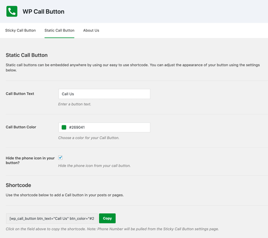 Shortcode du bouton d'appel WordPress - Themelocal Shortcode du bouton d'appel WordPress