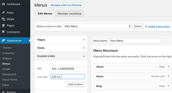 Ajouter un lien click-to-call au menu de navigation - Themelocal Ajouter un lien click-to-call au menu de navigation