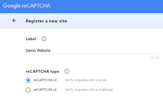 Enregistrer un nouveau site pour Google reCAPTCHA - Themelocal Enregistrer un nouveau site pour Google reCAPTCHA