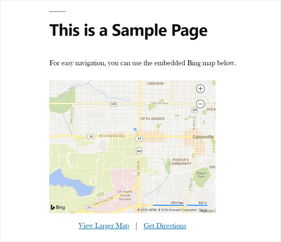 Bing Map intégré dans WordPress manuellement - aperçu - Themelocal Bing Map intégré dans WordPress manuellement - aperçu