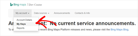 Bing Maps Dev Center Option Mes clés - Themelocal Bing Maps Dev Center Option Mes clés