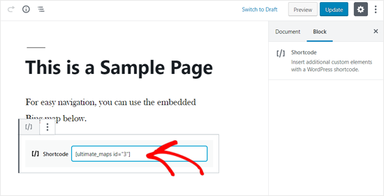 Collez le code court Bing Map Embed dans l'éditeur de pages WordPress - Themelocal Collez le code court Bing Map Embed dans l'éditeur de page WordPress