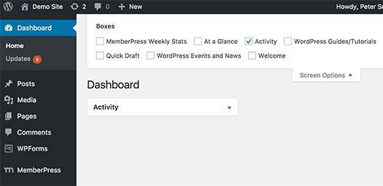 Nettoyer l'écran du tableau de bord dans WordPress - Themelocal Nettoyer l'écran du tableau de bord dans WordPress