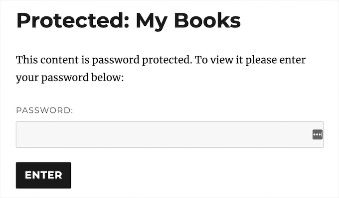 Exemple de page de protection par mot de passe - Themelocal Exemple de page de protection par mot de passe