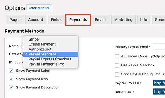 Configurer la passerelle de paiement - Themelocal Configurer la passerelle de paiement