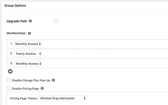 Options de groupe - Themelocal Options de groupe