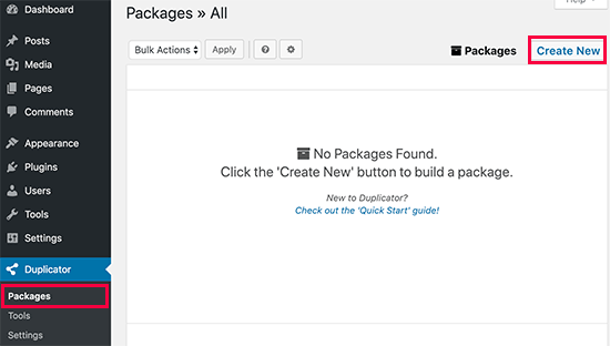 Créer un nouveau package de duplication - Themelocal Créer un nouveau package de duplication