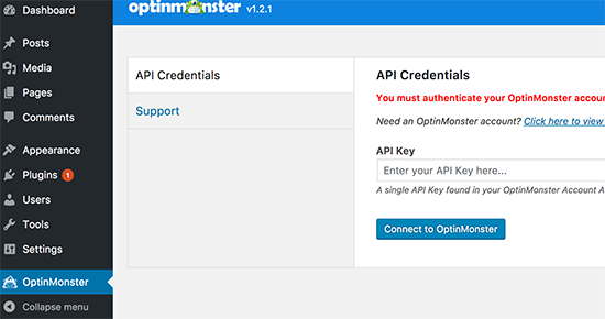 Ajoutez votre clé API OptinMonster - Themelocal Ajoutez votre clé API OptinMonster
