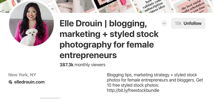 Biographie Pinterest pour Elle Drouin