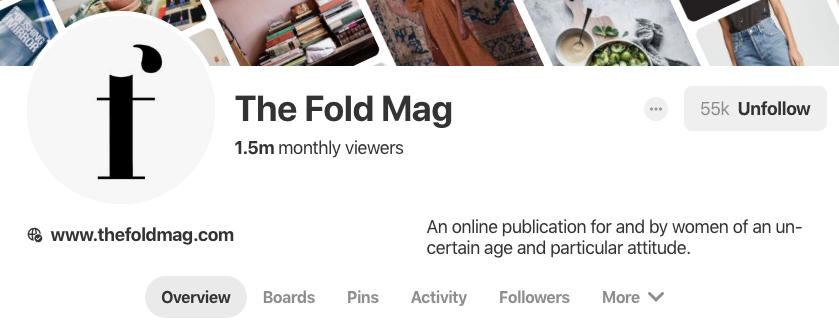 Biographie Pinterest pour The Fold Mag