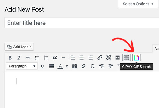 Bouton Giphy dans l'éditeur de publication WordPress - Themelocal Bouton Giphy dans l'éditeur de publication WordPress