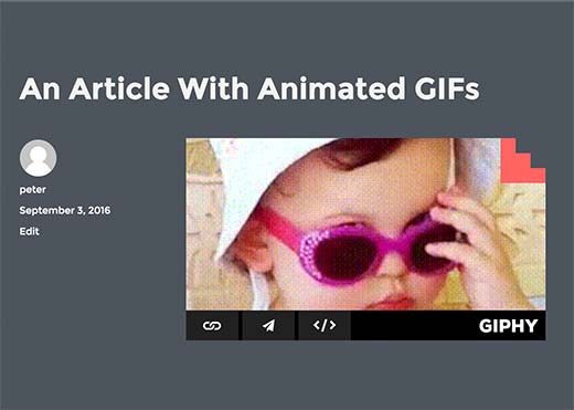 Gif de Giphy intégré dans un article WordPress - Themelocal Gif de Giphy intégré dans un article WordPress