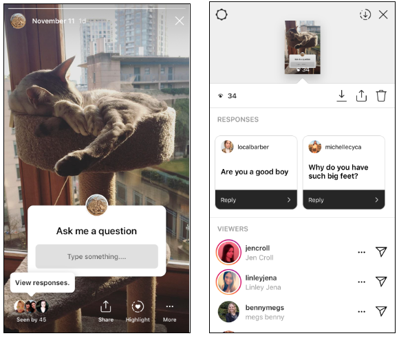 Capture d'écran de l'autocollant Questions Instagram