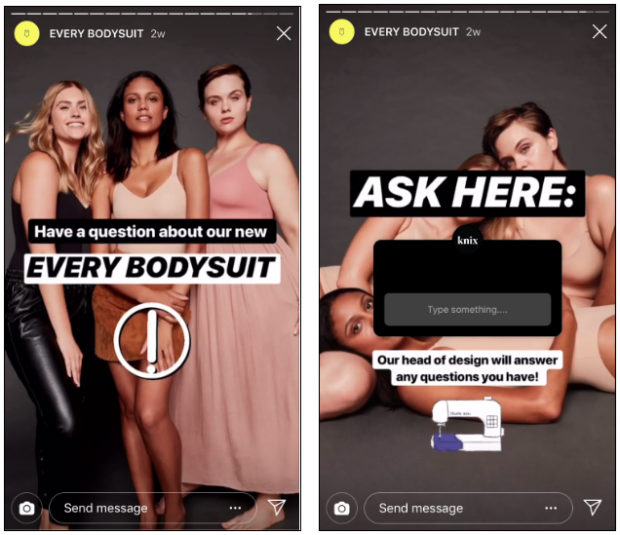Capture d'écran des histoires Instagram de Knixwear