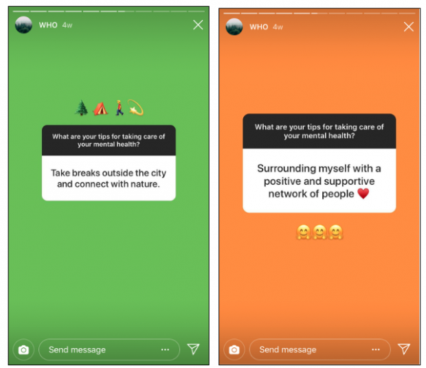 Capture d'écran des histoires Instagram de MEC