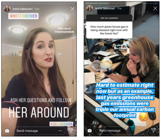 Capture d'écran des histoires Instagram