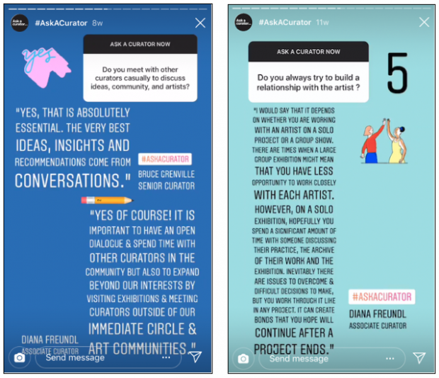 Capture d'écran des histoires Instagram de la Vancouver Art Gallery