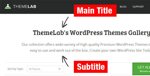Une page WordPress avec un titre et un sous-titre - Themelocal Une page WordPress avec un titre et un sous-titre