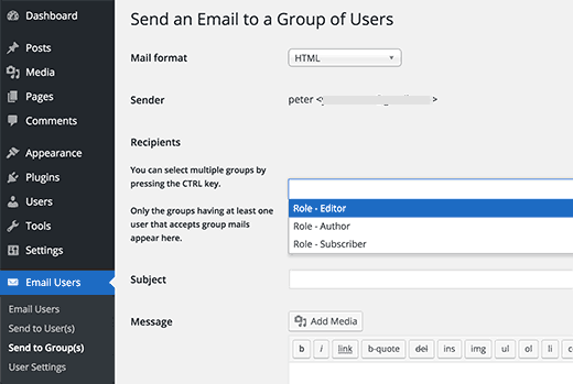 Envoyer un e-mail à des rôles ou groupes d'utilisateurs spécifiques - Themelocal Envoyer un e-mail à des rôles ou groupes d'utilisateurs spécifiques