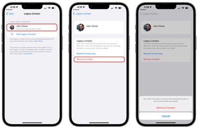supprimer le contact hérité