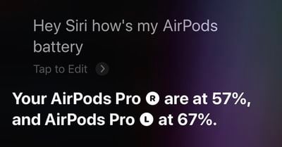 airpods pro demander batterie siri