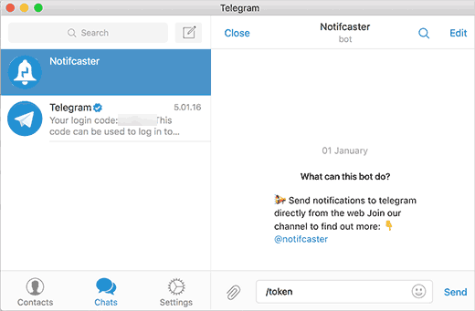 Obtenir un jeton d'API à partir du bot notifcaster - Themelocal Obtenir un jeton d'API à partir du bot notifcaster