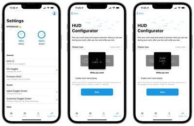 options de hud de lunettes intelligentes finis