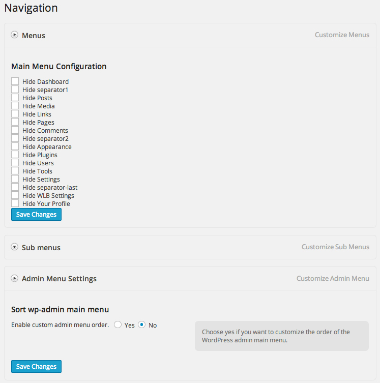 Options de navigation