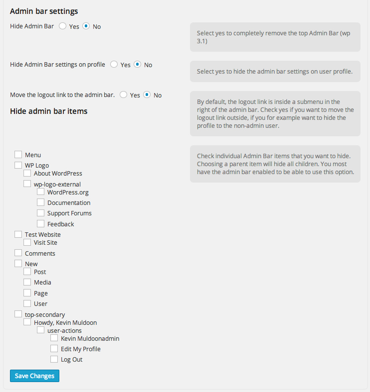 Options de navigation