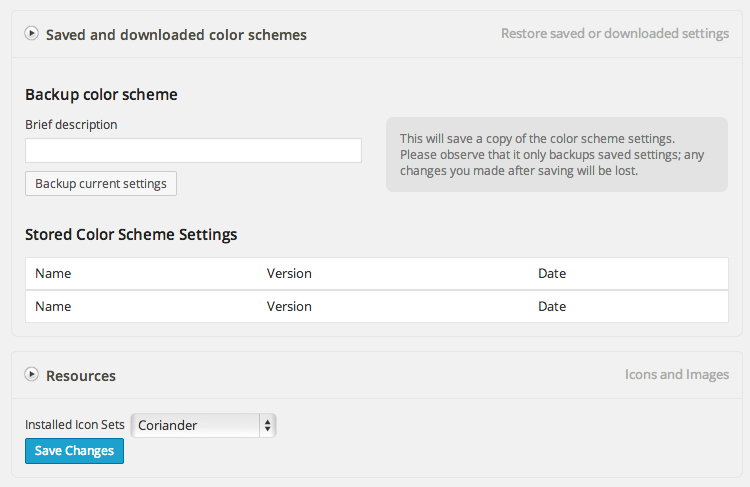 Options de schéma de couleurs