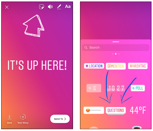 Capture d'écran de l'autocollant Questions Instagram