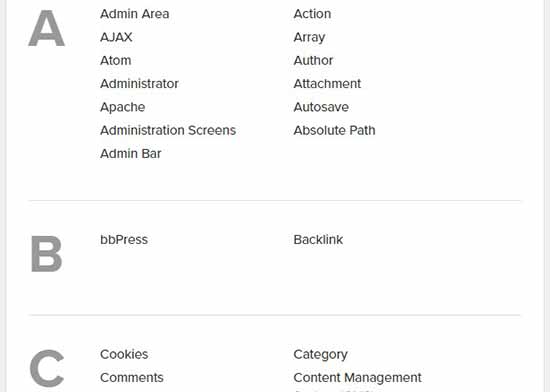 Glossaire WordPress - Themelocal Glossaire WordPress