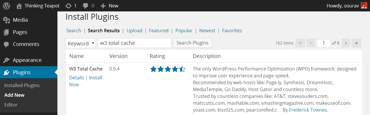 Installer W3 Total Cache