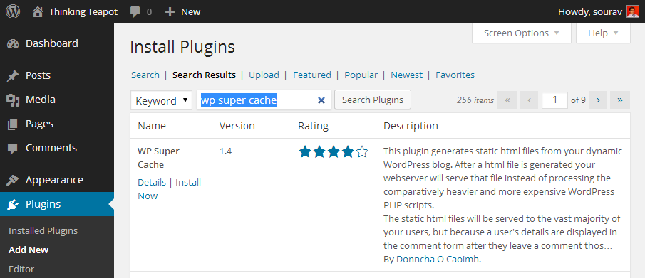 installer wp super cache