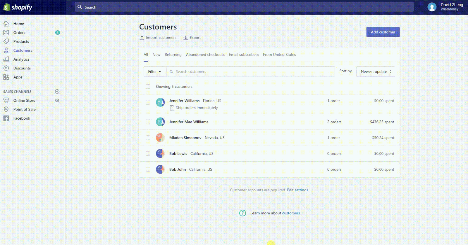 Comment rechercher filtrer et regrouper des clients dans Shopify