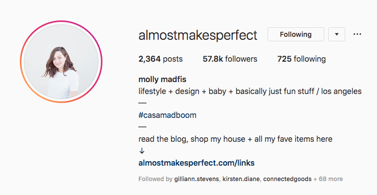 Bio Instagram pour Almost Makes Perfect