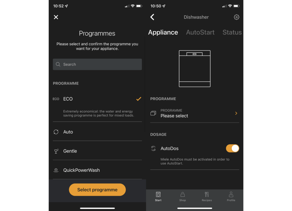 Application Miele G 7160 SCVi AutoDos