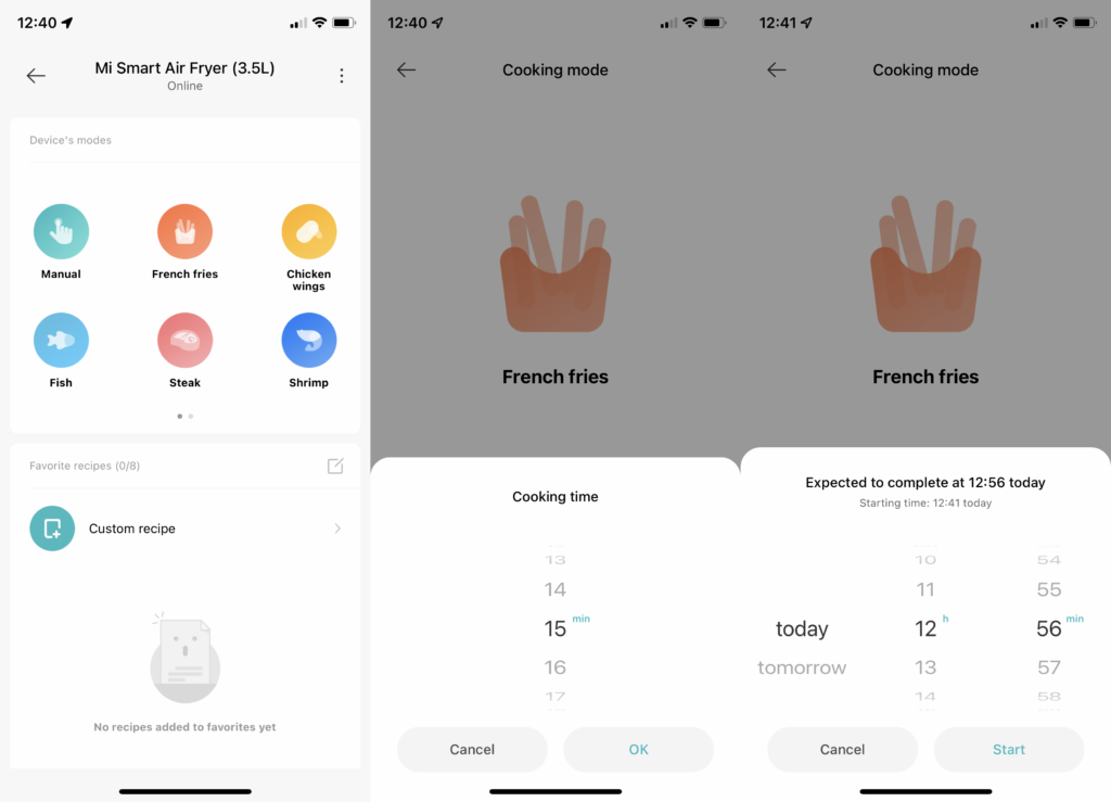 Application de cuisson Xiaomi Mi Smart Air Fryer 3.5L